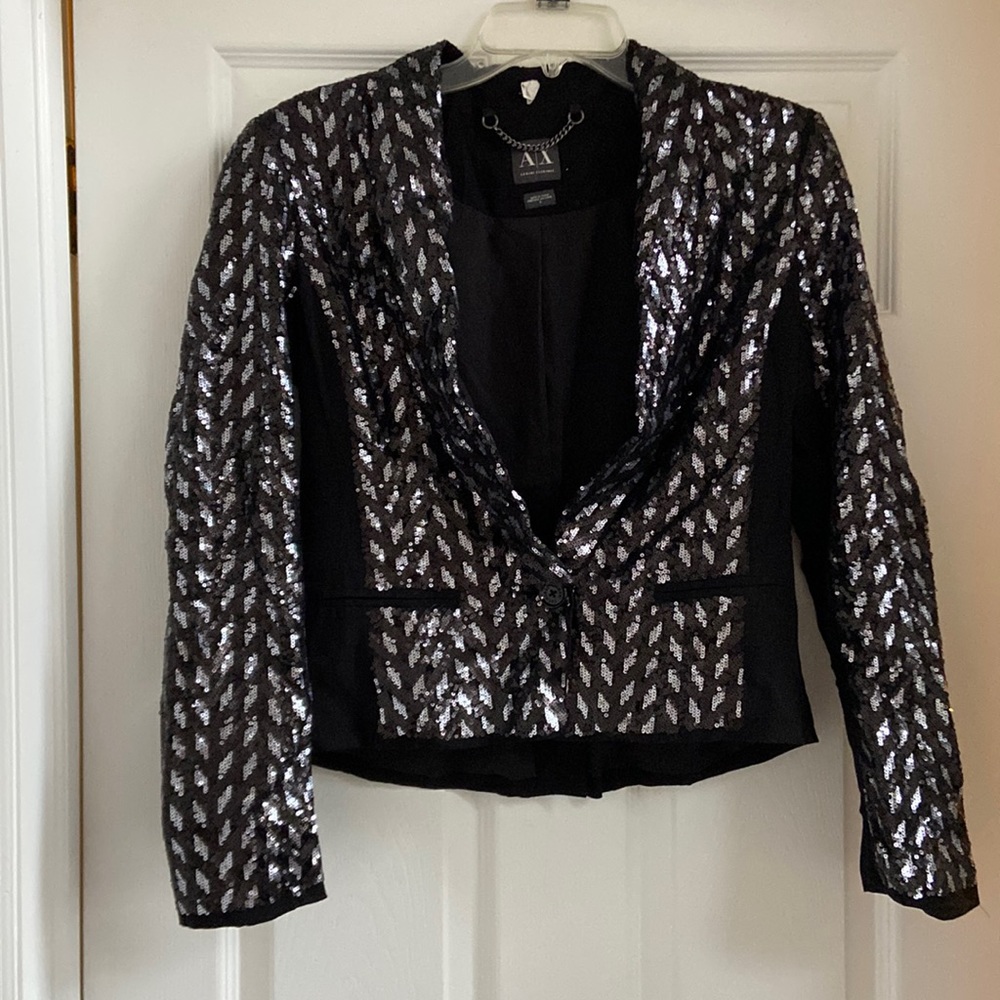 Armani Exchange Silver & Black sequin blazer